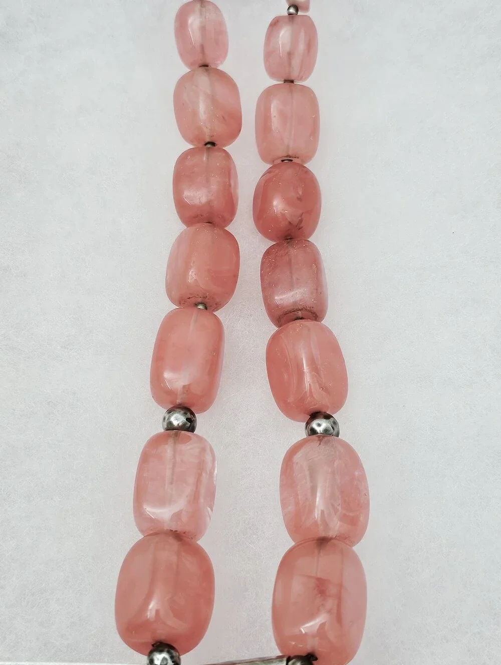 Silpada Sterling Silver Cherry Quartz Chunk Bead Hammered Pendant Necklace N1188